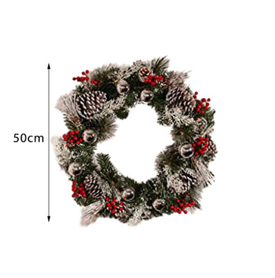 50cm Artificial Wreath with Pinecones & Berries - 4