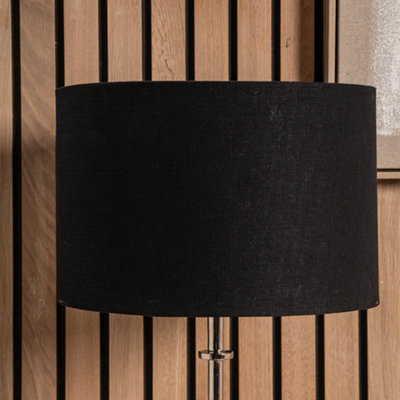 50cm Black  Linen Drum Table Lampshade Self Lined Cylinder Floor Lamp Shade