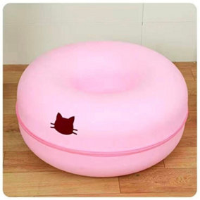 50CM Cats Tunnel Natural Felt Pet Cat cave bed Nest Round House Donut Interactive Toy Size S Pink (Kitty)