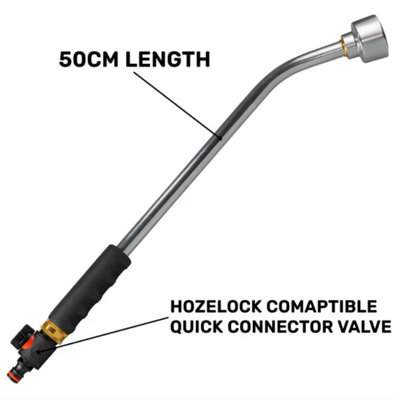 50cm Garden Watering Lance with Quick Connect Valve (Black)