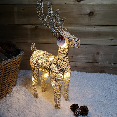 50cm Gold Wicker LED Illuminated Christmas Reindeer Figures Indoor Decoration Price Comparisons | Compare The Build