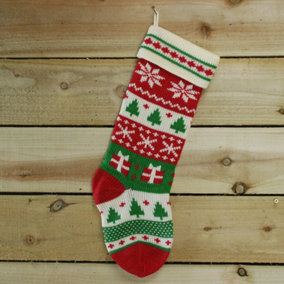 50cm Knitted Christmas Stocking Decoration Parcels design