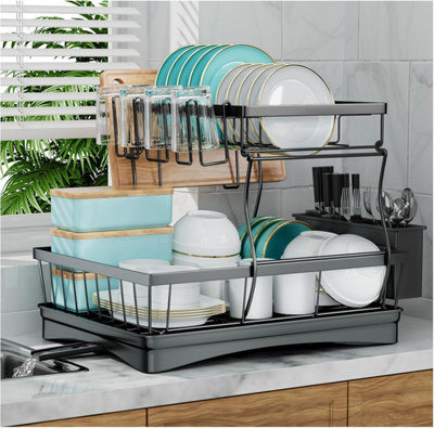 50CM LARGE DISH DRYING RACK KITCHEN COUNTER,DETACHABLE LARGE CAPACITY ...
