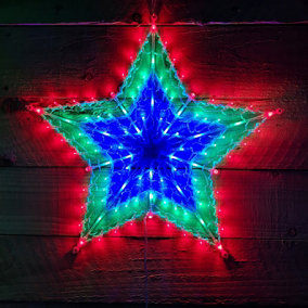 50cm Multi Colour LED Window Star Light Up Indoor/Outdoor Christmas Decorations