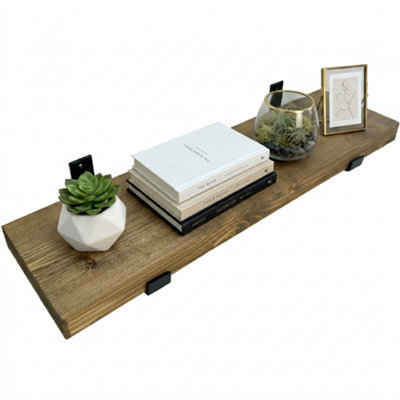 50cm Northumberland Oak Rustic Wooden Wall Shelf, Top Notch Home ...