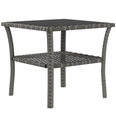 Black wicker store outdoor side table