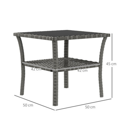 White wicker side table deals with glass top