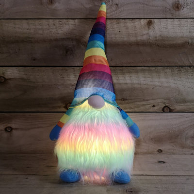 50cm Premier Battery Operated Lit Sitting Christmas Rainbow Gonk