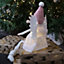 50cm Premier Christmas Lit Sitting Angel Decoration with Dangly Legs in Pink