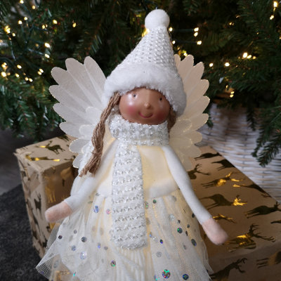 50cm Premier Christmas Lit Sitting Angel Decoration with Dangly Legs in White Price Comparisons | Compare The Build