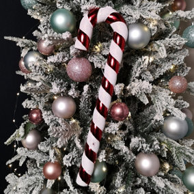 50cm Red and White Glitter Stripe Hanging Christmas Candy Cane Decoration