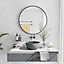 50cm Round Hanging Wall Mirror - Home Decorative Wall Mounted Vanity Mirror Black