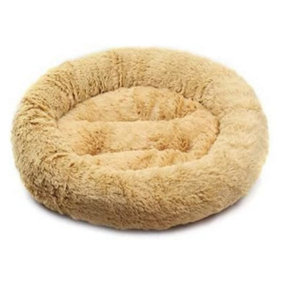 50cm Super Soft Cat or Dog Bed Round Plush Fabric Pet Bed Luxury Shaggy Warm Fluffy
