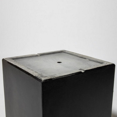 50cm Terracotta Fibrecotta Dark Grey Cube Planter - 3
