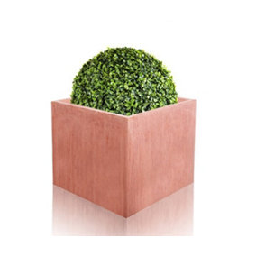 50cm Terracotta Fibrecotta Textured XL Cube Planter