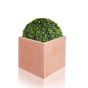 50cm Terracotta Fibrecotta XL Cube Planter
