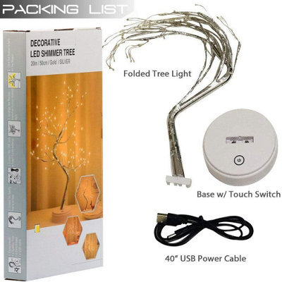 50cm Tree Lamp Twig Tree 108 LEDs Warm White Birch Tree USB/Battery Operated Tabletop Bonsai Tree