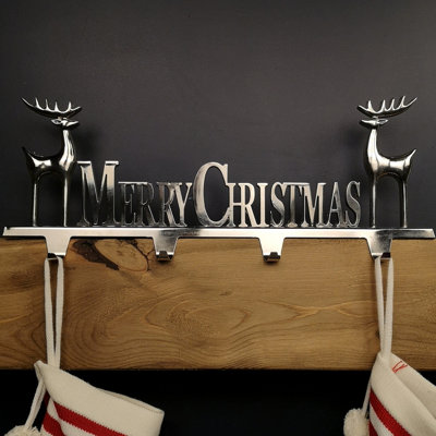 50cm x 18cm Silver Premier Decorative Merry Christmas Stocking Hanger, Hangs 4 Stockings Price Comparisons | Compare The Build