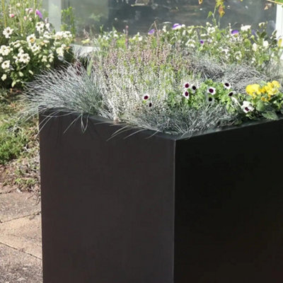 50cm Zinc Galvanised Matte Black Square Planter - 4