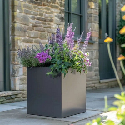50cm Zinc Matte Grey Square Planter