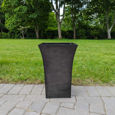 50cm Zinc Platinum Black Flared Tapered Square Planter