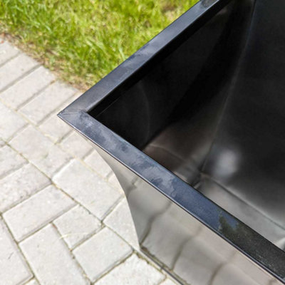 50cm Zinc Platinum Black Flared Tapered Square Planter - 7