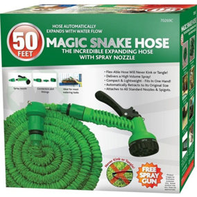 50ft Garden Snake Hose Expandable Hose Pipe Flexible Also Includes Spray Gun Nozzle & Connectors