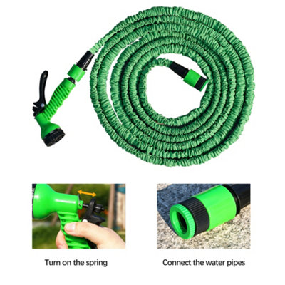 50FT Green Expandable Magic Garden Heavy Duty Hose Pipe with Spray Gun - 5