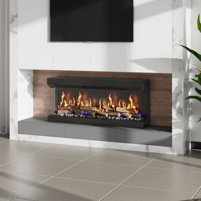 50inch 3-Sided Smart Black Electric Fireplace Freestanding or Inset Fireplace