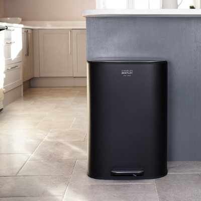50L Black Pedal Kitchen Bin Rubbish Bin Waste Bin Pedal Bin