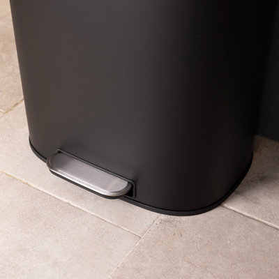 50L Black Pedal Kitchen Bin Rubbish Bin Waste Bin Pedal Bin - 3