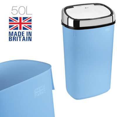 50L Blue Sensor Bin with Chrome Sensor Lid Kitchen Waste Dust Bin ...