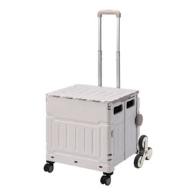 50L Collapsible Rolling Utility Crate Brake Function Rotating Buckle.39.5cm W x 41.5cm D x 41cm H