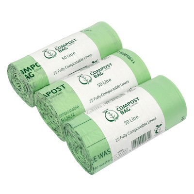 50L Compost Bag Compostable Swing Bin Liners - 3 Rolls