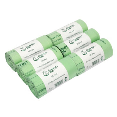 50L Compost Bag Compostable Swing Bin Liners - 6 Rolls