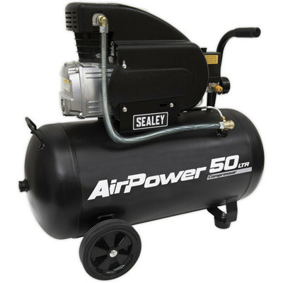 50L Direct Drive Air Compressor - 2hp Heavy Duty Induction Motor - Twin Gauge