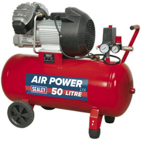 50L Direct Drive Air Compressor - V-Twin Pump - 3 hp Heavy Duty Induction Motor