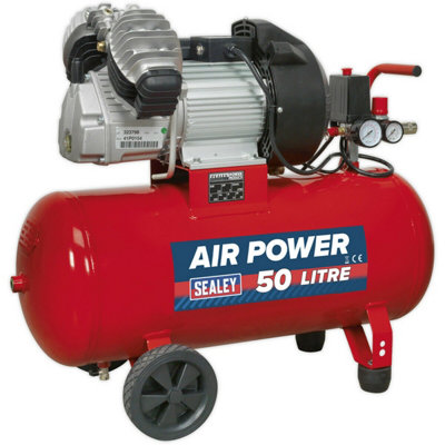 50L Direct Drive Air Compressor - V-Twin Pump - 3 hp Heavy Duty Induction Motor