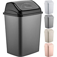 50l Plastic Flip Top Waste Bin - Swing Lid Garbage Rubbish Kitchen Dustbin