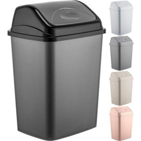 50l Plastic Flip Top Waste Bin - Swing Lid Garbage Rubbish Kitchen Dustbin