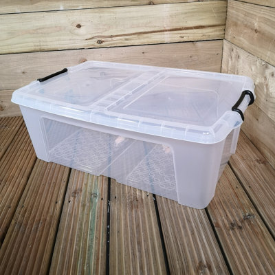 50L Smart Storage Box, Clear with Clear Extra Strong Lid, Stackable and ...