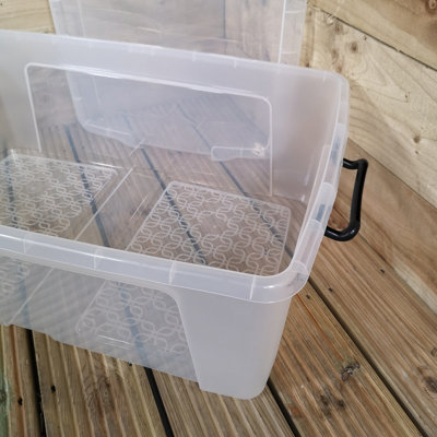 50L Smart Storage Box, Clear with Clear Extra Strong Lid, Stackable and ...