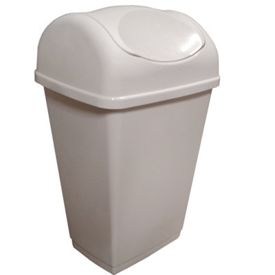 50L Swing Top Kitchen Bin Plastic Waste Paper Rubbish Recycle Bin Home Office Kitchen Room Dustbin Cream Bin