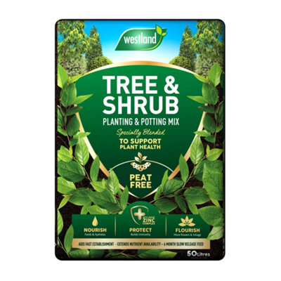 50L Tree & Shrub Mix Compost Peat Free Gardening Soils for Outdoor and ...