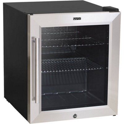 50L Worktop Wine Drinks Fridge Cooler - STEEL & GLASS LED 64x 330ml Cans