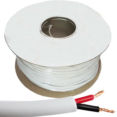 50m (164 ft) - Double Insulated Speaker Cable 1.15mm White 100V Volt PA System Reel Drum