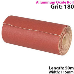 50m 180 Grit Aluminium Oxide Sand Paper Rolls Long Life Sanding Grinding Sheet