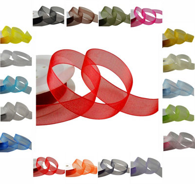 50m / 25m Roll Luxury Organza Woven Edge Ribbon Reel Rolls 3mm, 9mm ...