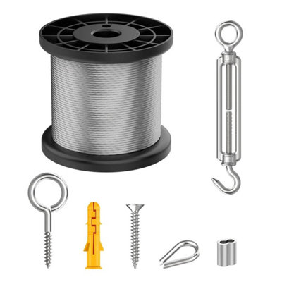 50m 2mm PVC Coated Stainless Steel Cable Wire Rope Garden Kit