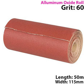 50m 60 Grit Aluminium Oxide Sand Paper Rolls Long Life Sanding Grinding Sheet